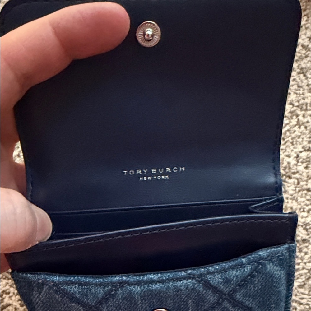 Tory Burch Denim Blue Quilted Wallet - Picture 2 of 4
